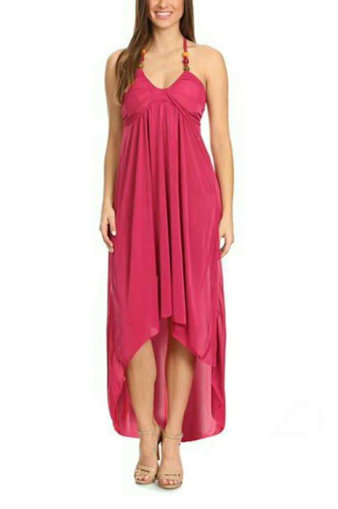 NWT Hot Pink Hi-Low Halter Dress